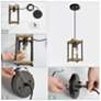 3_Julle 5" Wide 1-Light Wood Grain Pendant Light more views