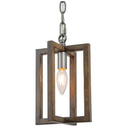 Julle 6.5" Wide 1-Light Wood Grain Pendant Light