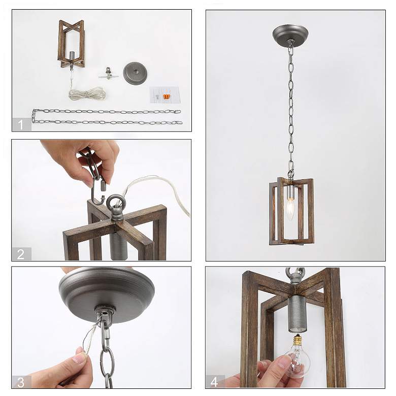 Image 5 Julle 6.5" Wide 1-Light Wood Grain Pendant Light more views