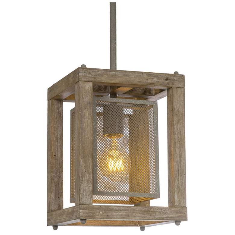 Image 1 Julle 8 inch Wide 1-Light Square Wood Pendant Light