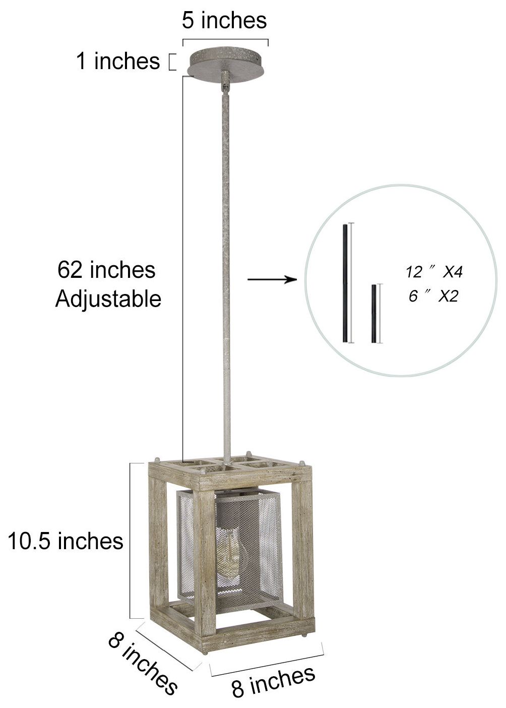 Image 6 Julle 8" Wide 1-Light Square Wood Pendant Light more views