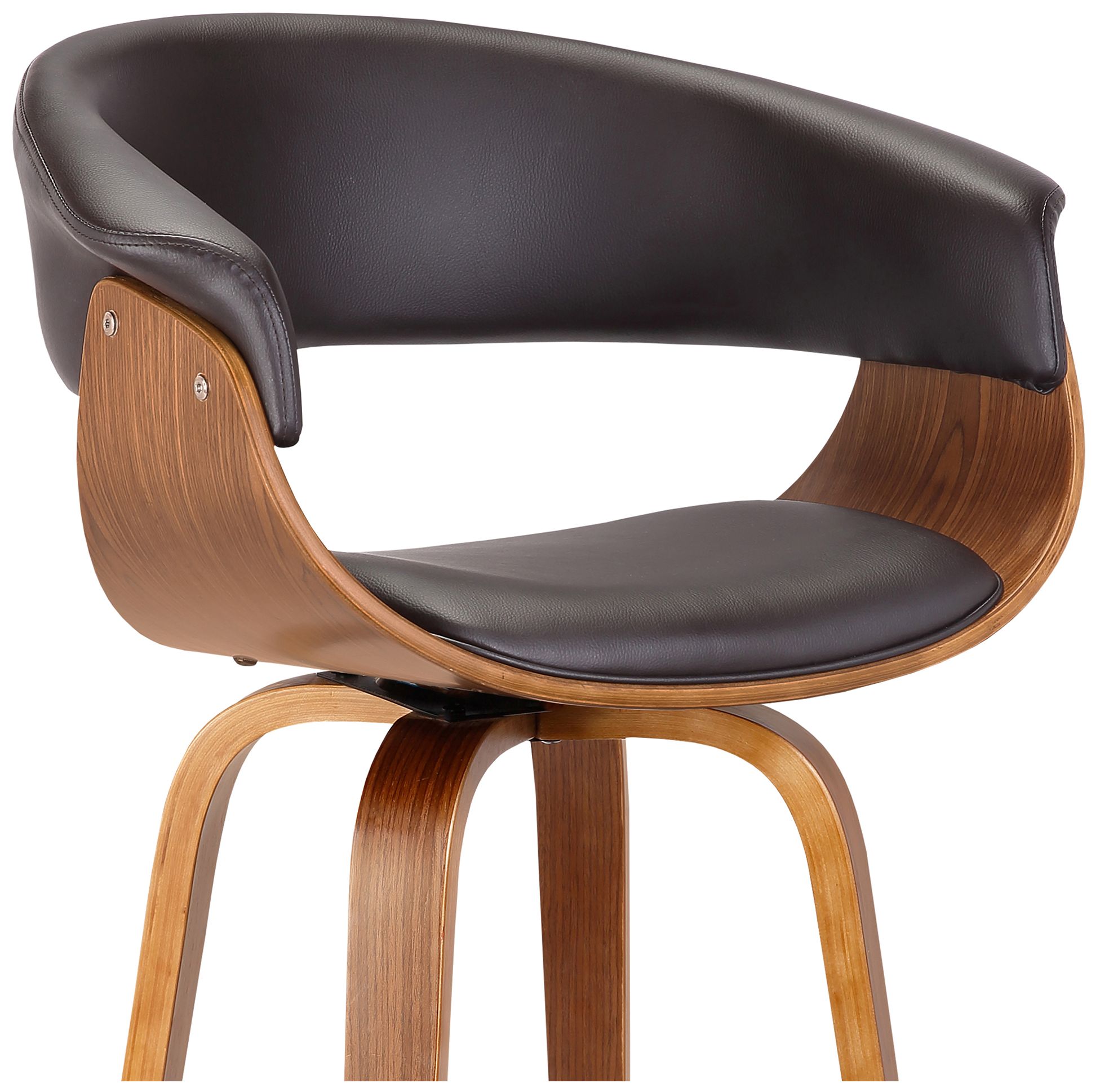 Image 5 Julyssa 26 in. Swivel Barstool in Brown Faux Leather and Walnut Wood more views