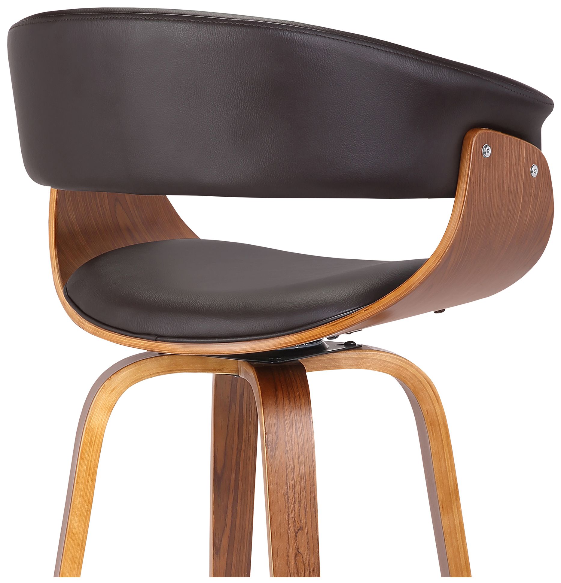 Image 6 Julyssa 26 in. Swivel Barstool in Brown Faux Leather and Walnut Wood more views
