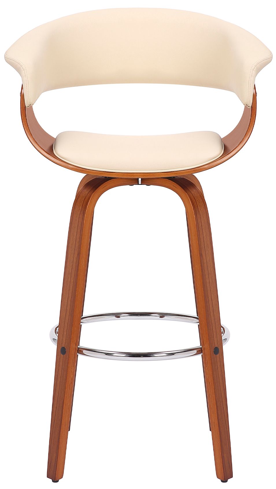 Image 3 Julyssa 26 in. Swivel Barstool in Cream Faux Leather and Walnut Wood more views
