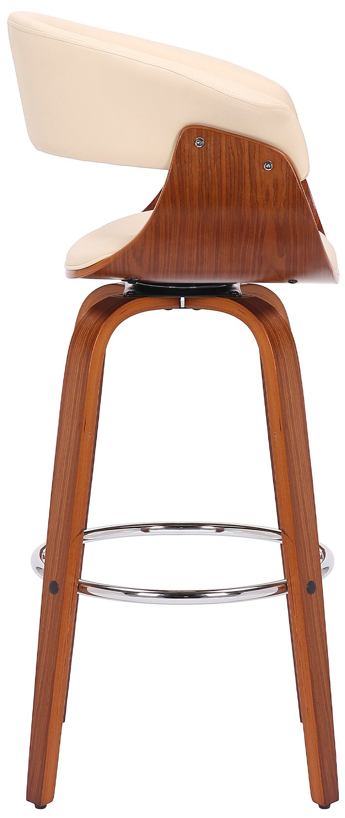 Image 4 Julyssa 26 in. Swivel Barstool in Cream Faux Leather and Walnut Wood more views