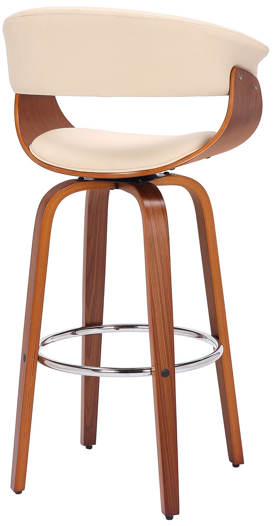 Image 5 Julyssa 26 in. Swivel Barstool in Cream Faux Leather and Walnut Wood more views