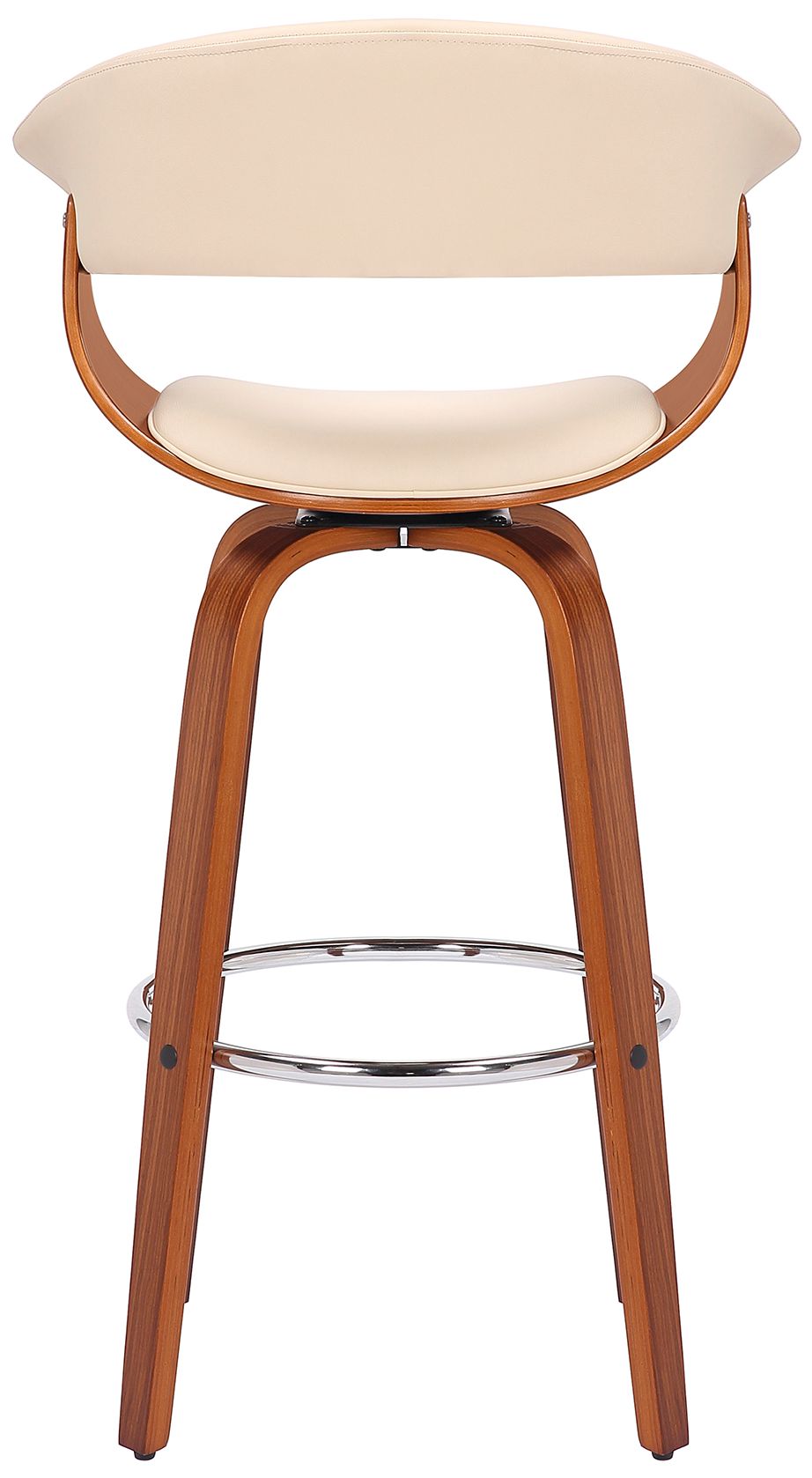 Image 6 Julyssa 26 in. Swivel Barstool in Cream Faux Leather and Walnut Wood more views
