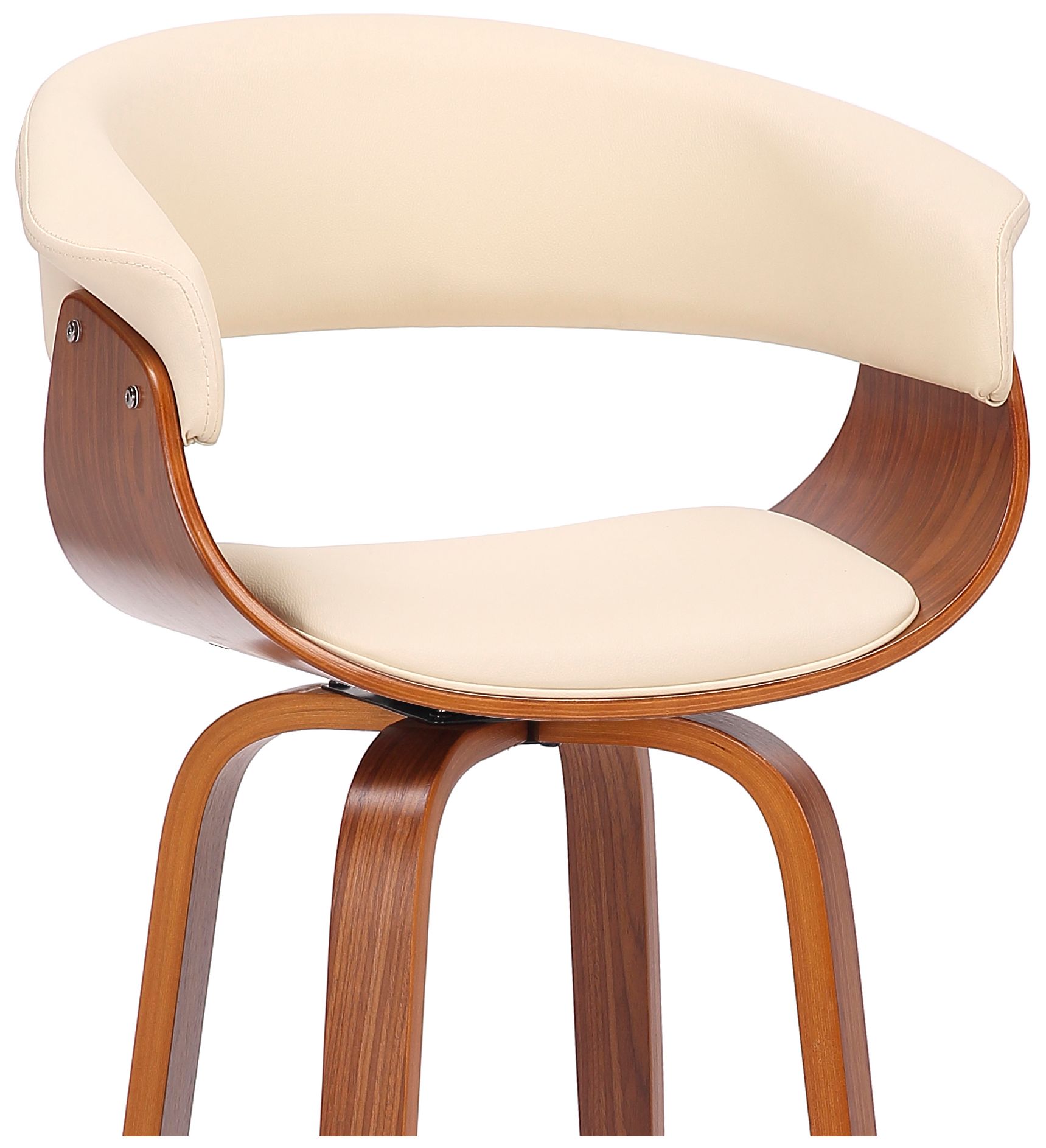 Image 7 Julyssa 26 in. Swivel Barstool in Cream Faux Leather and Walnut Wood more views