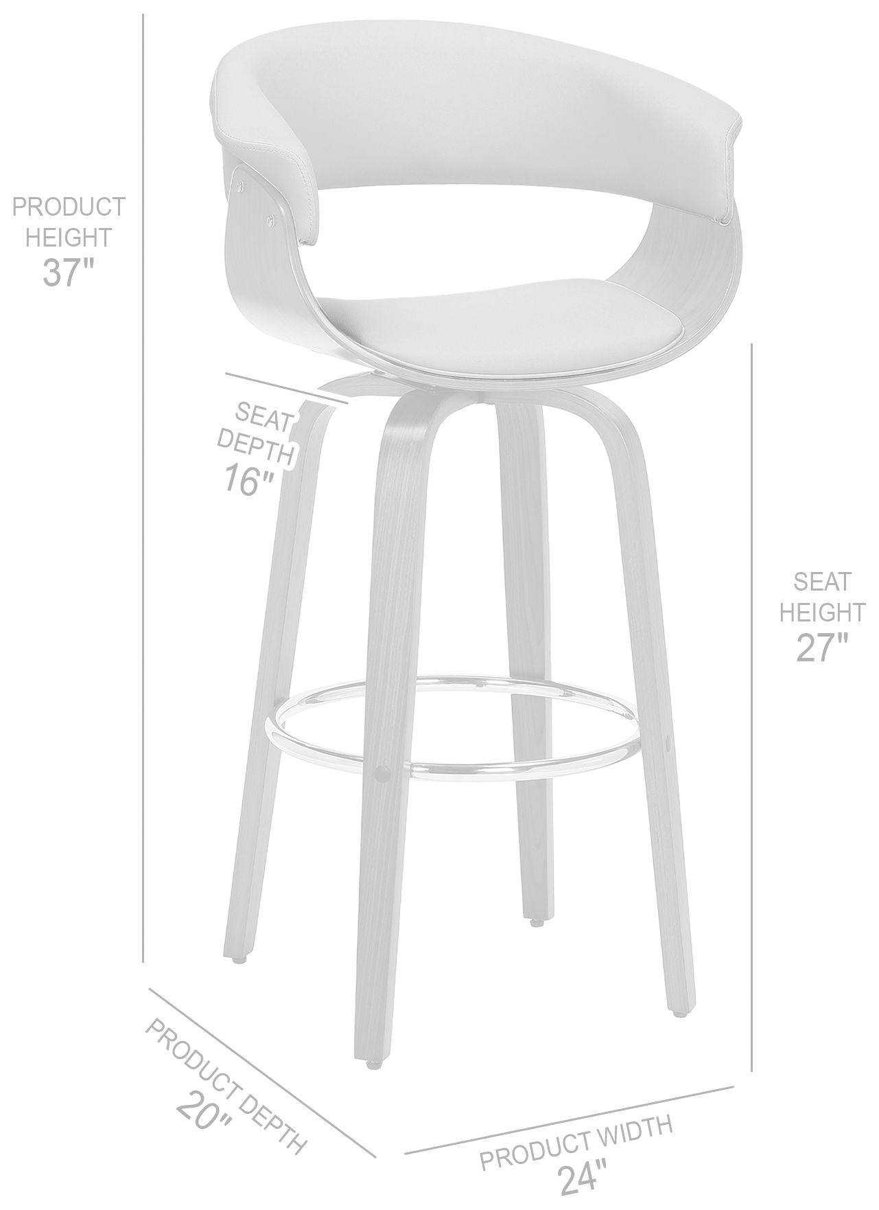 Julyssa 26 in. Swivel Barstool in Cream Faux Leather and Walnut Wood