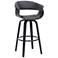 Julyssa 26 in. Swivel Barstool in Grey Faux Leather and Black Wood