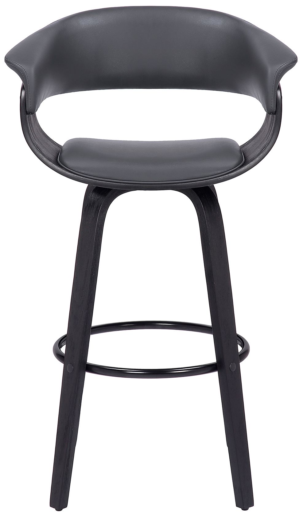 Image 3 Julyssa 26 in. Swivel Barstool in Grey Faux Leather and Black Wood more views