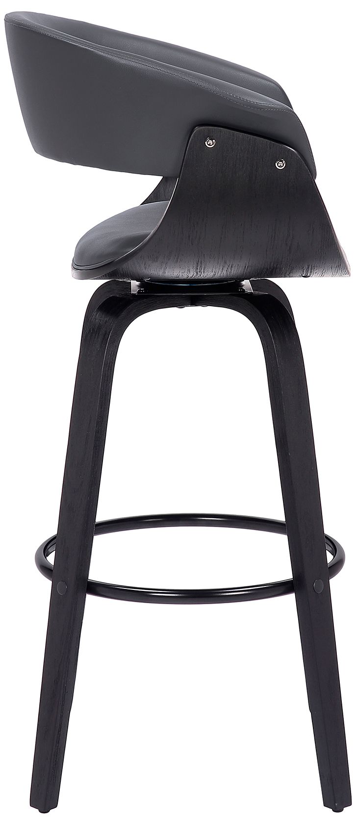 Image 4 Julyssa 26 in. Swivel Barstool in Grey Faux Leather and Black Wood more views