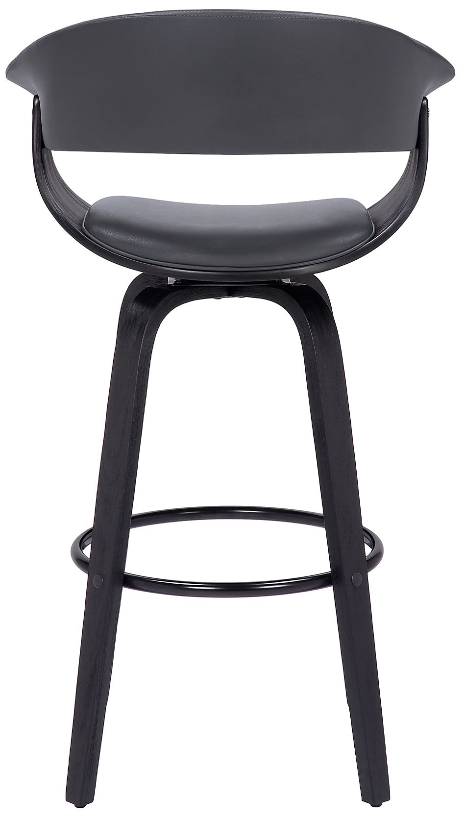 Image 6 Julyssa 26 in. Swivel Barstool in Grey Faux Leather and Black Wood more views