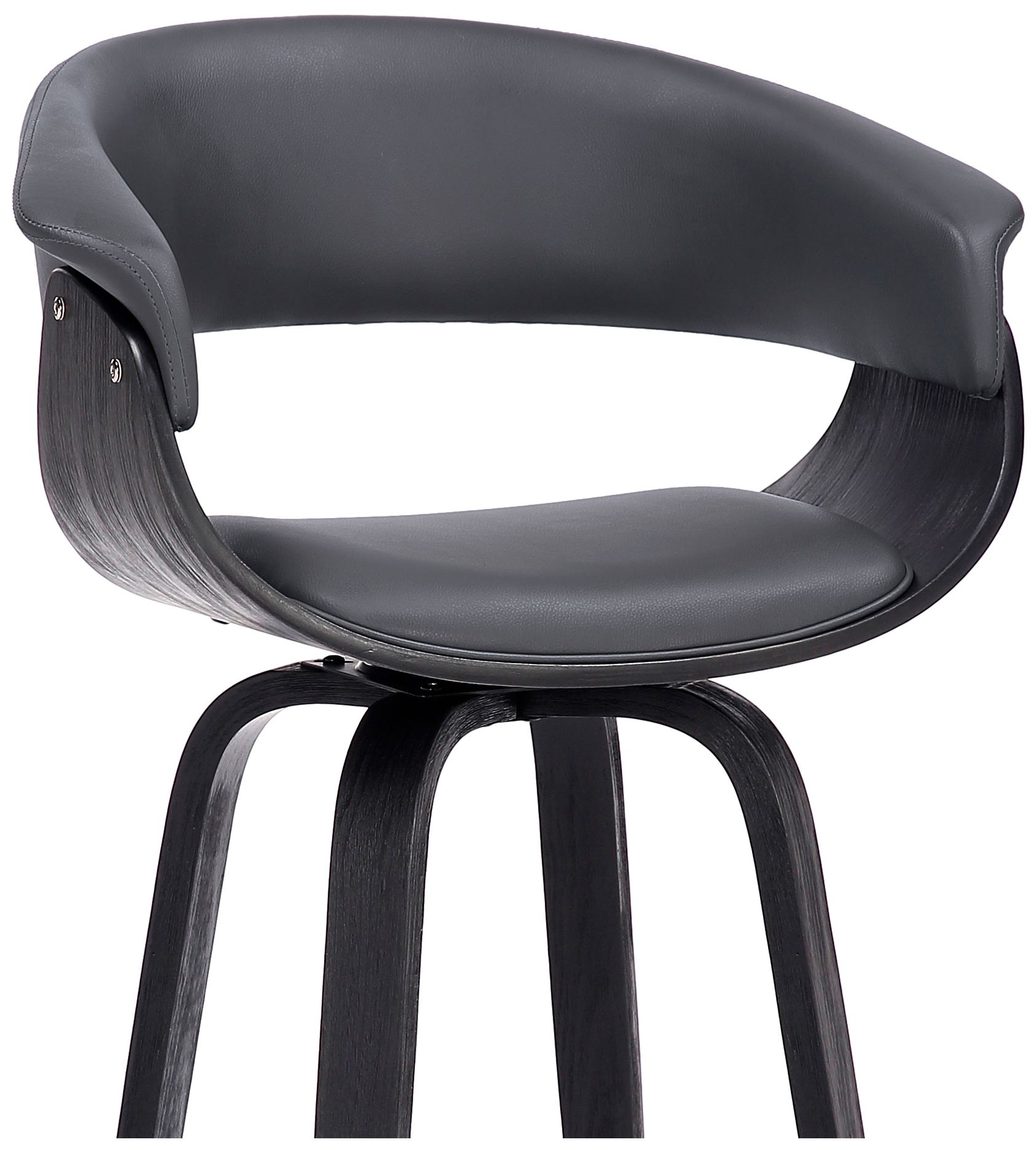 Image 7 Julyssa 26 in. Swivel Barstool in Grey Faux Leather and Black Wood more views