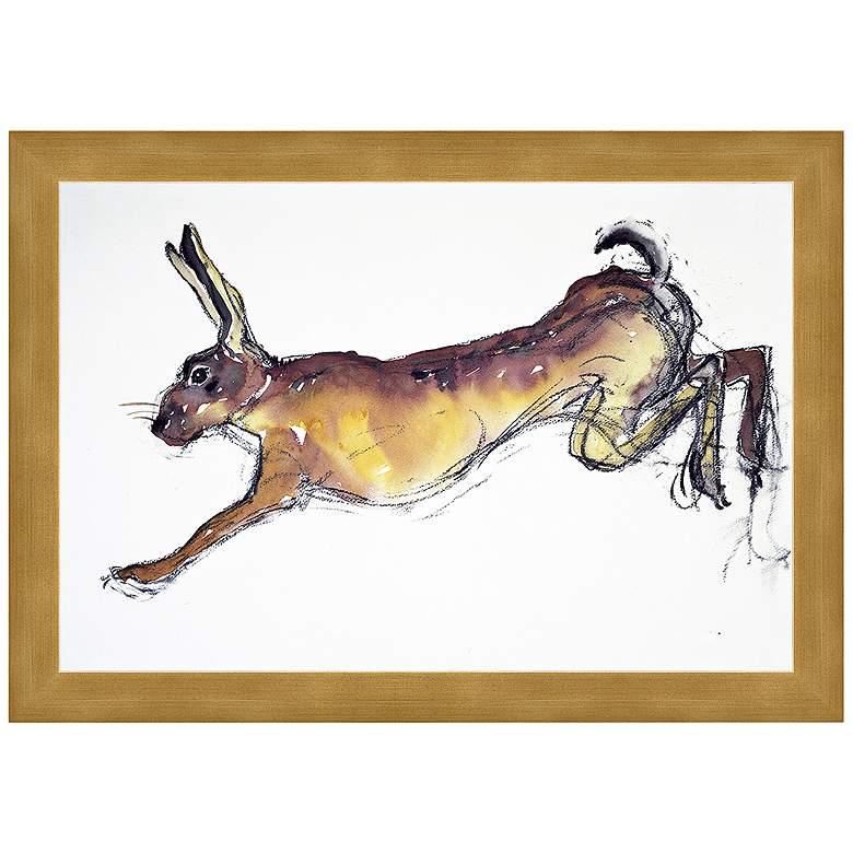 Image 1 Jumping Hare 15 3/4 inch Wide Framed Wall Art