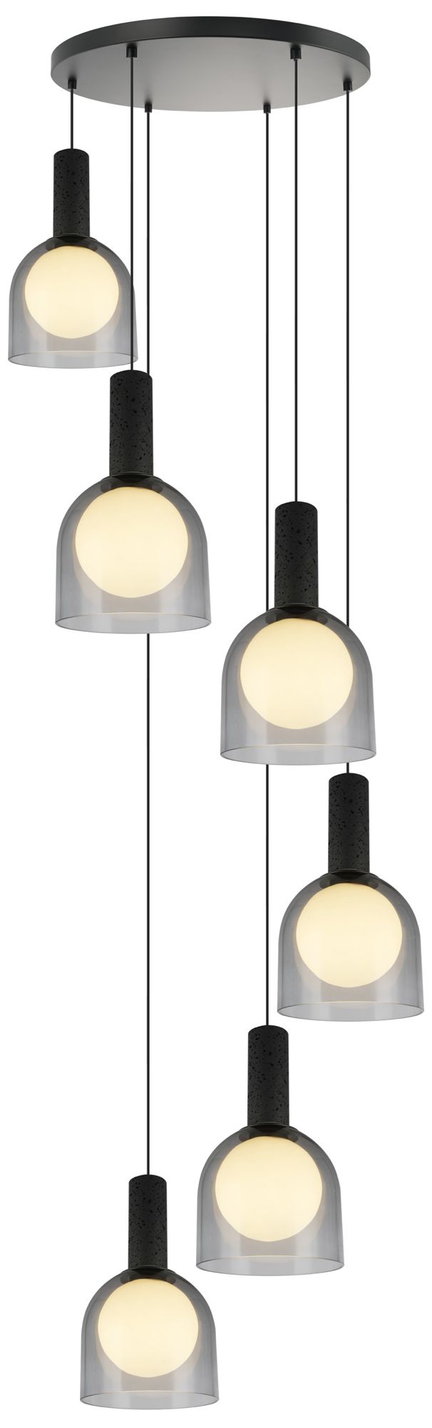 Image 2 Juna 25" Wide 6-Light Black, Volcanic Black Travertine Pendant more views