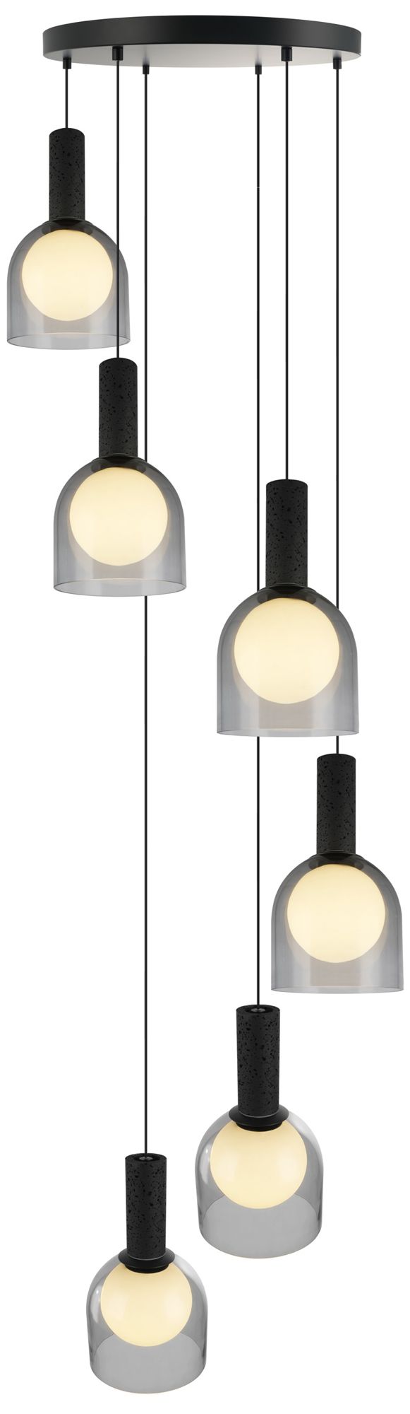 Image 3 Juna 25" Wide 6-Light Black, Volcanic Black Travertine Pendant more views