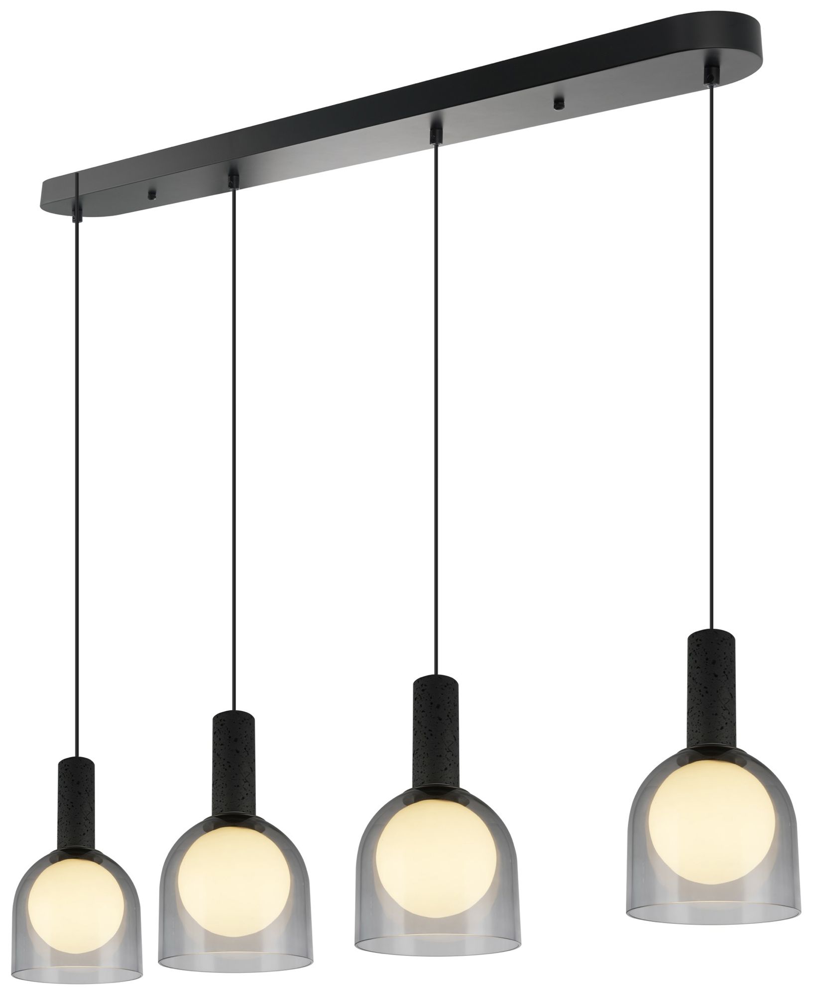 Image 2 Juna 44" Wide 4-Light Black, Volcanic Black Travertine Pendant more views