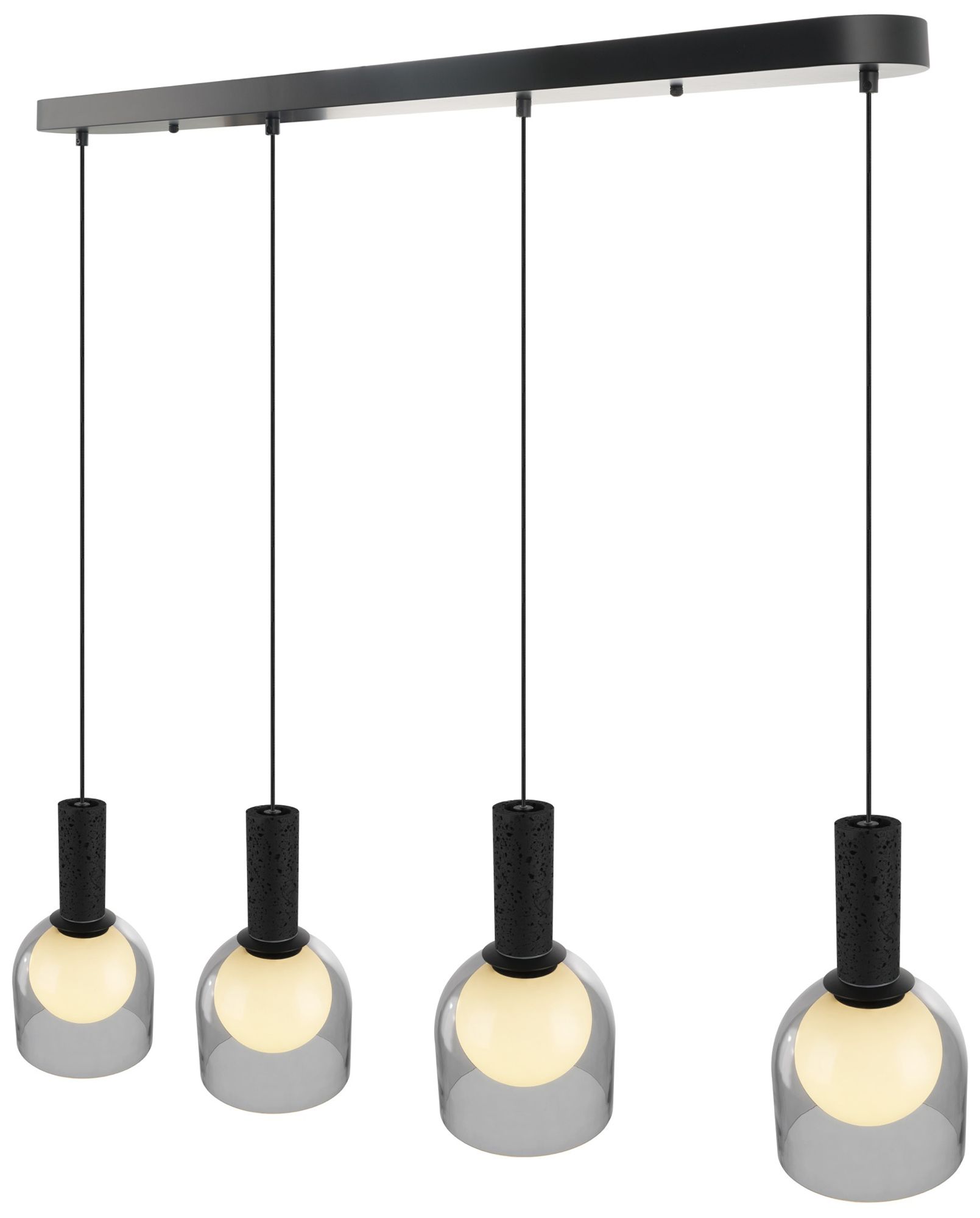 Image 3 Juna 44" Wide 4-Light Black, Volcanic Black Travertine Pendant more views