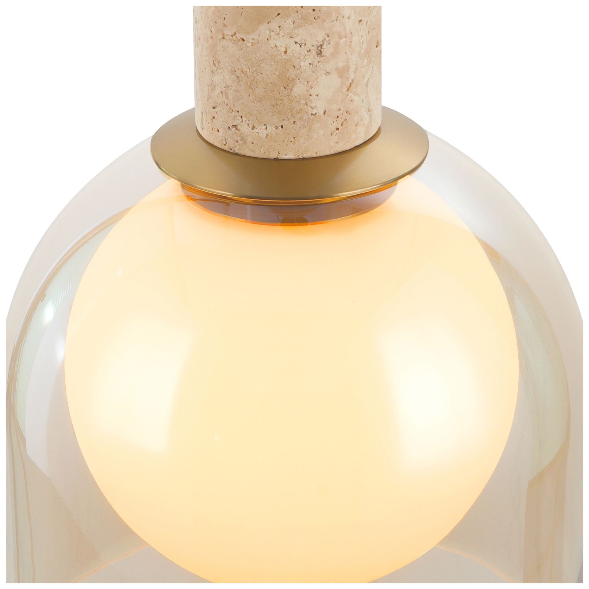 Image 4 Juna 44" Wide 4-Light Brass, Travertine Pendant more views