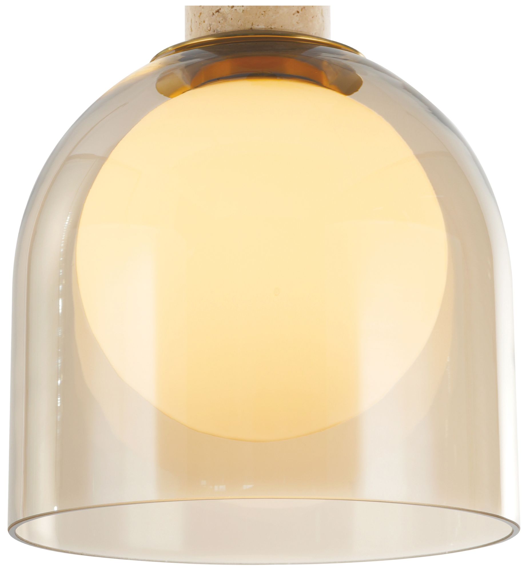 Image 5 Juna 44" Wide 4-Light Brass, Travertine Pendant more views