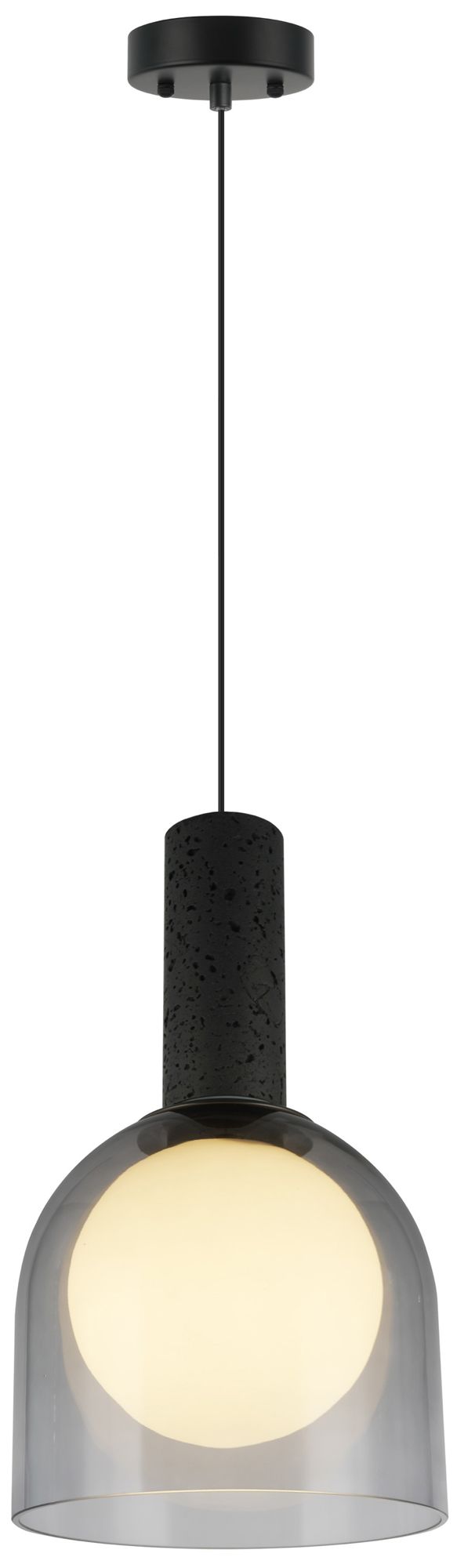 Juna 8" Wide Black, Volcanic Black Travertine Pendant