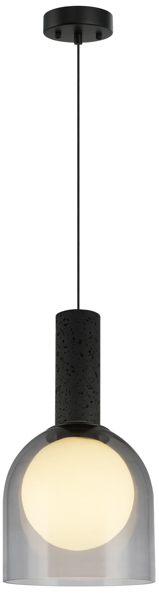 Image 2 Juna 8" Wide Black, Volcanic Black Travertine Pendant more views