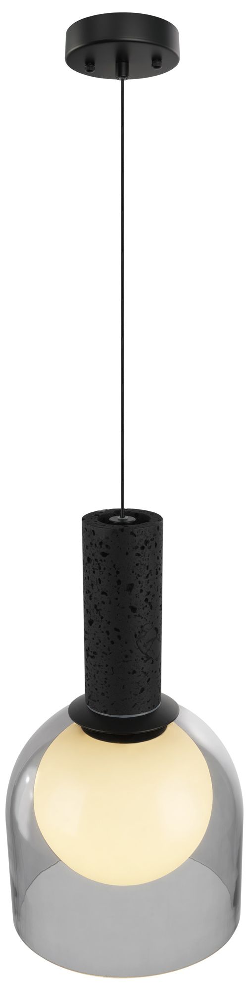 Image 3 Juna 8" Wide Black, Volcanic Black Travertine Pendant more views