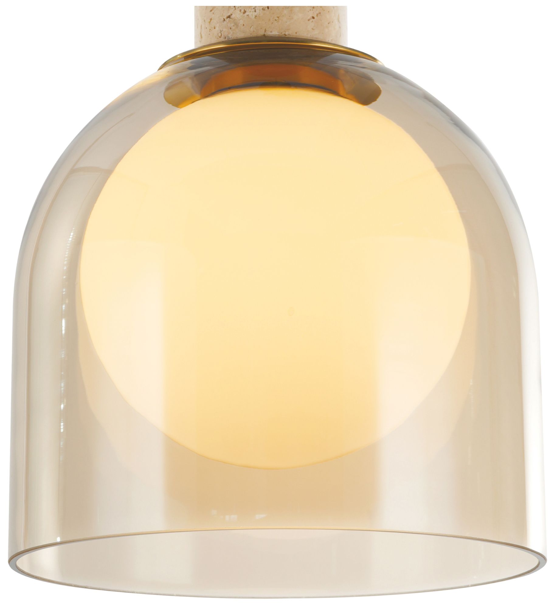 Image 5 Juna 8" Wide Brass, Travertine Pendant more views