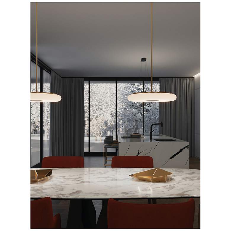 Image 2 June 18" Wide Light Antique Brass 30W LED Pendant more views