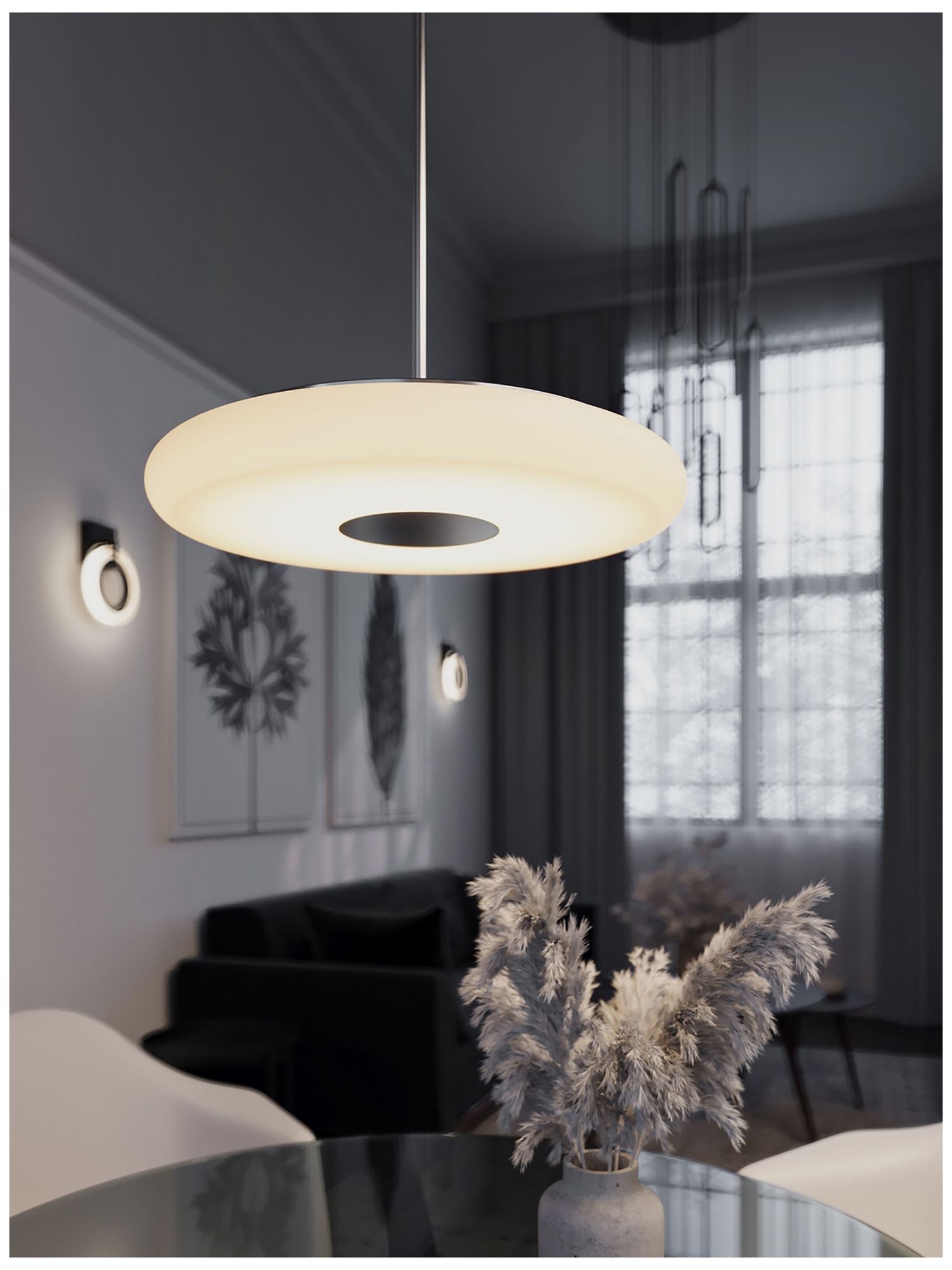 Image 2 June 18" Wide Satin Nickel 30W LED Pendant more views