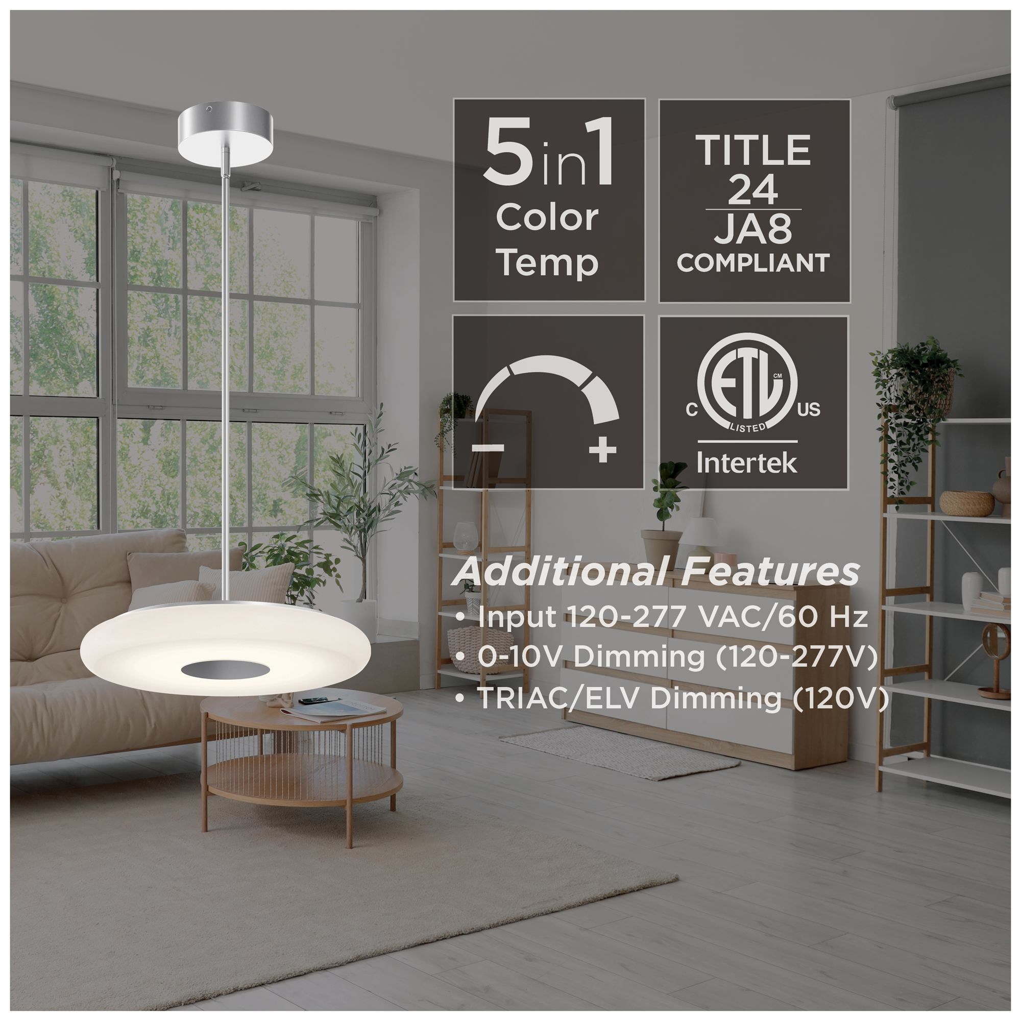 Image 4 June 18" Wide Satin Nickel 30W LED Pendant more views