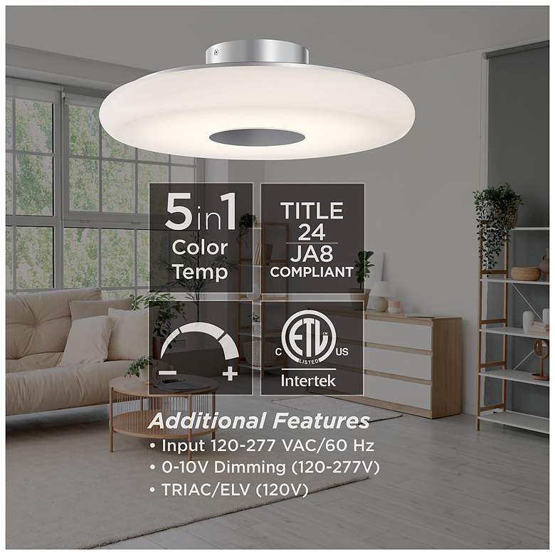 Image 5 June 18" Wide Satin Nickel 30W LED Semi-Flush more views