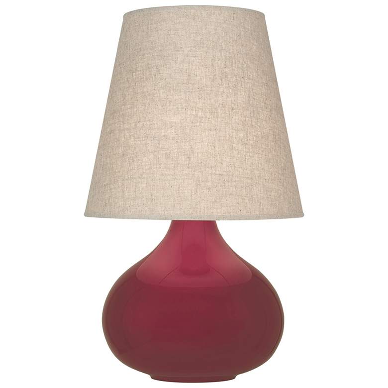 Image 1 June 23.5" High Sugar Plum Glazed Finish Accent Lamp with Buff Linen Shade