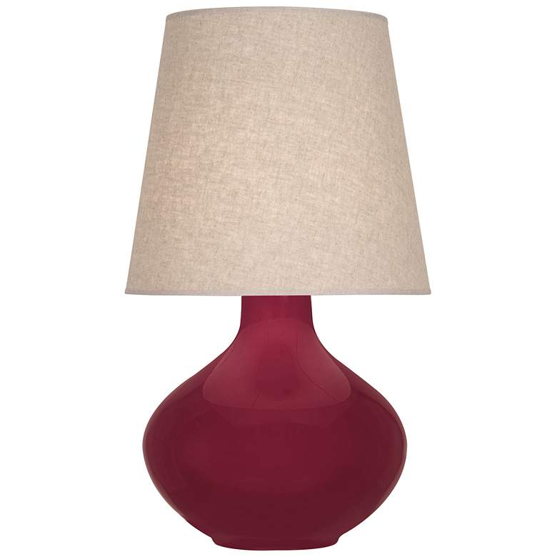 Image 1 June 30.75" High Sugar Plum Glazed Finish Table Lamp with Buff Linen Shade