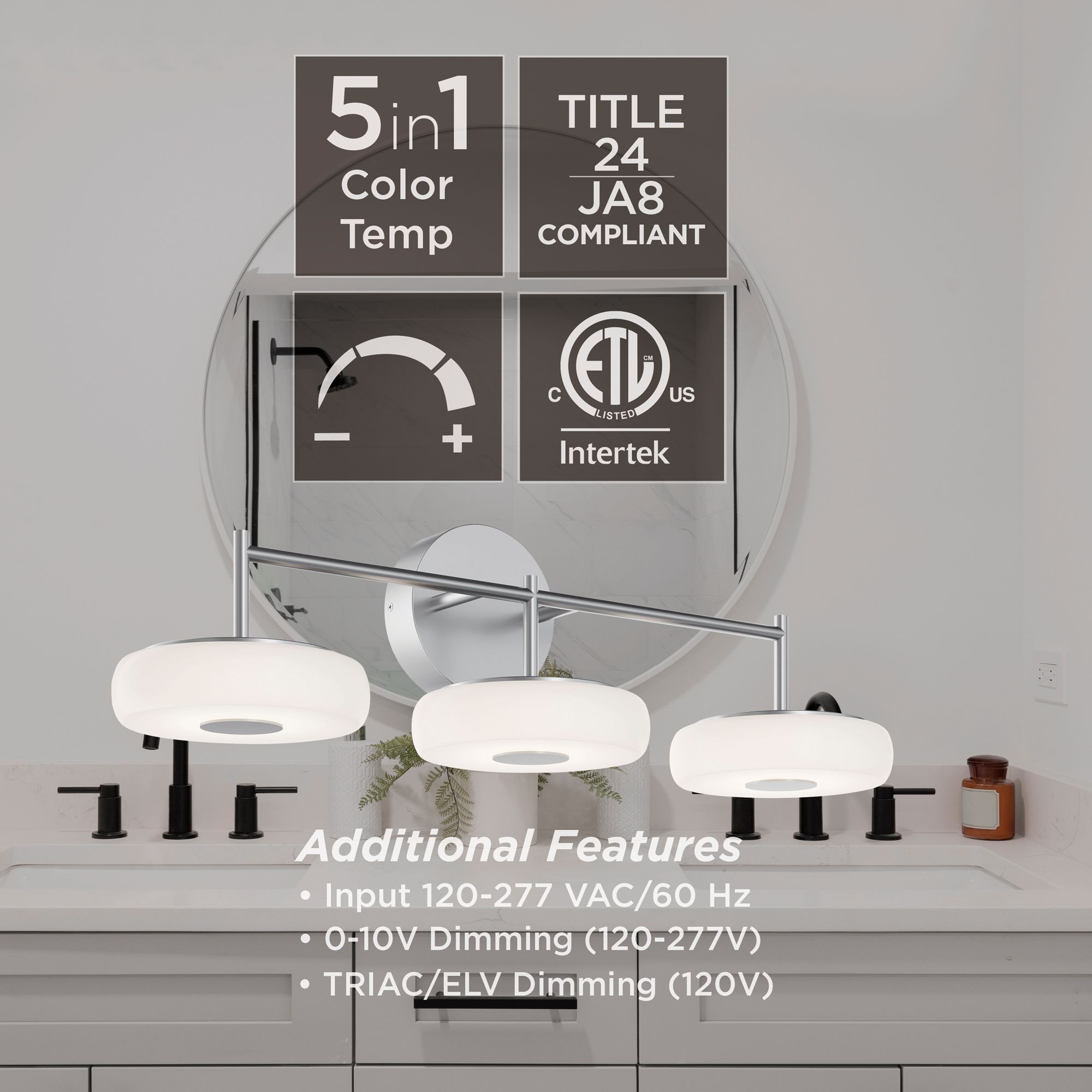 Image 4 June 30"  Wide Satin Nickel 30W LED Vanity more views