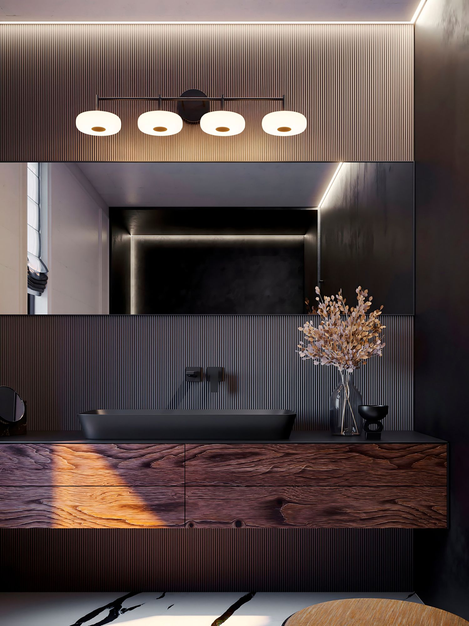 Image 2 June 41" Wide 4-Light Black 40W LED Vanity more views
