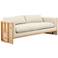 June 81" Wide Modern Cream Oak and Rattan Sofa