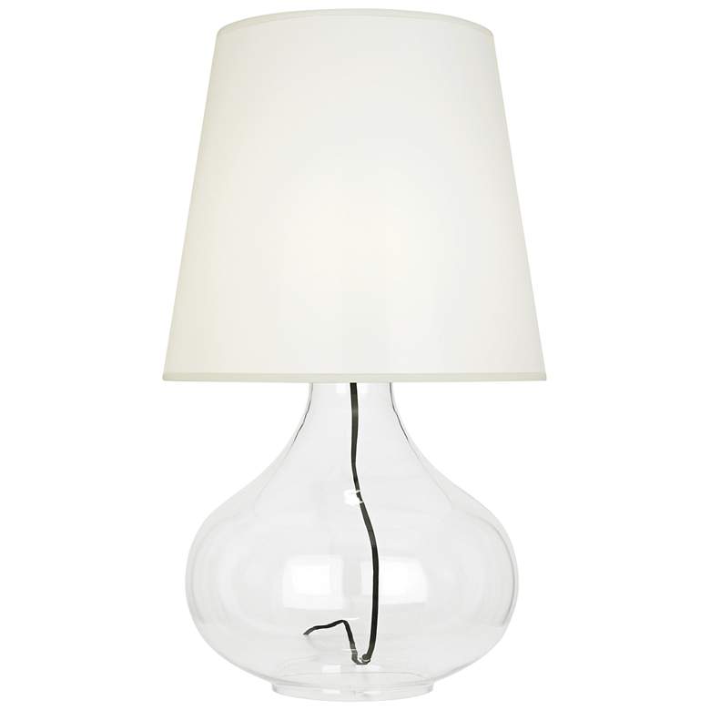Image 1 June Clear Glass Table Lamp with White Organza Fabric Shade