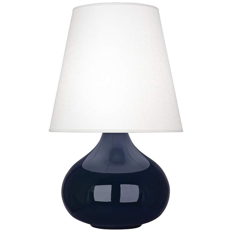 Image 1 June Midnight Blue Accent Table Lamp w/ Oyster Linen Shade