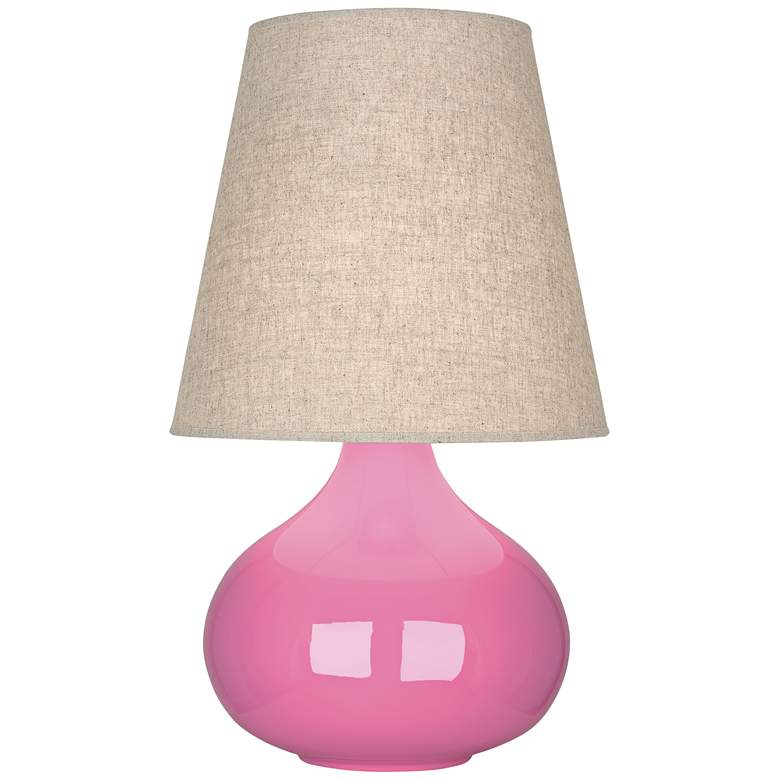 Image 1 June Schiaparelli Pink Accent Table Lamp w/ Buff Linen Shade