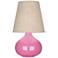 June Schiaparelli Pink Accent Table Lamp w/ Buff Linen Shade