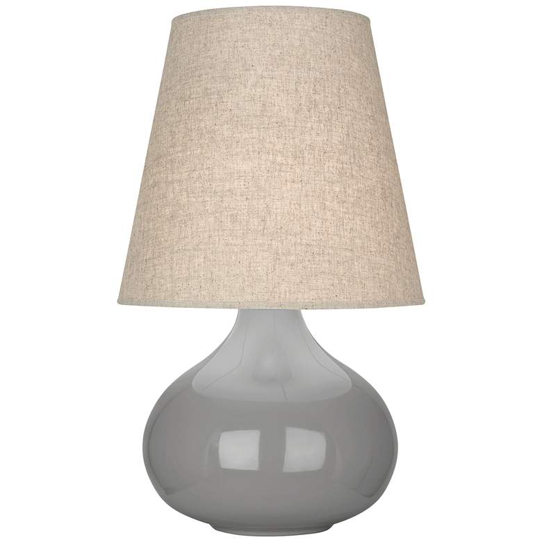 Image 1 June Smokey Taupe Accent Table Lamp with Buff Linen Shade