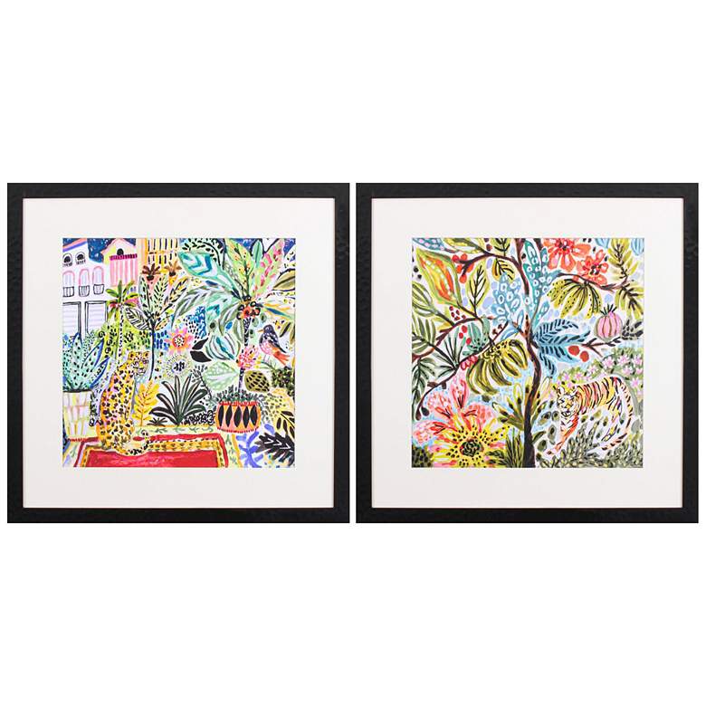 Image 3 Jungle Cat Landscape 26 inch Square 2-Piece Framed Wall Art Set