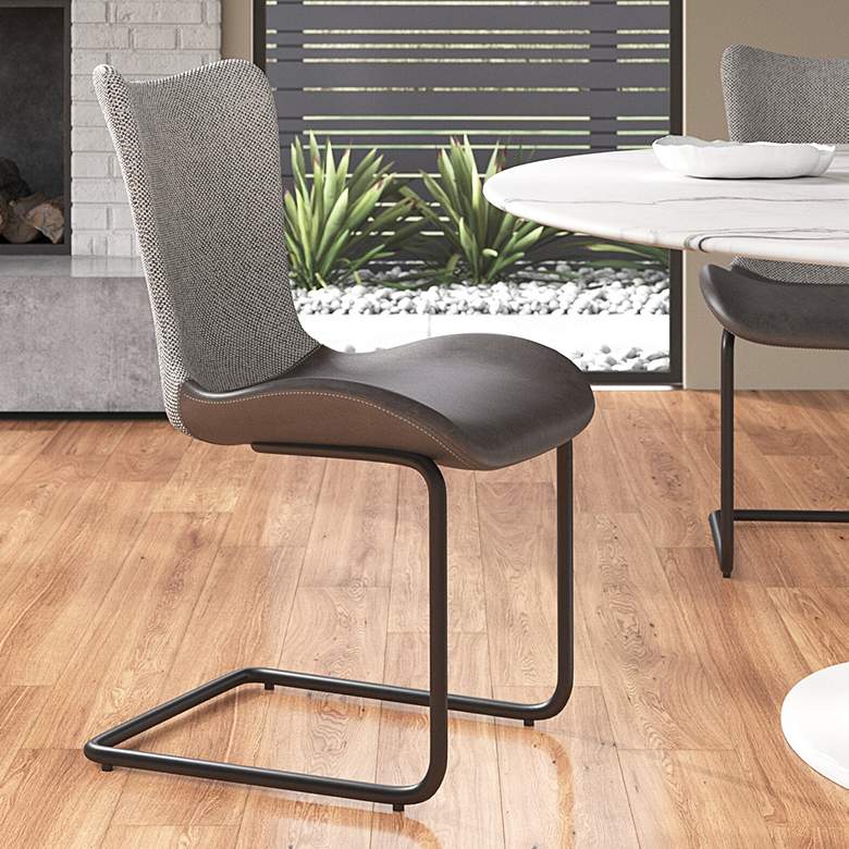 Image 1 Juni Dark Gray Leatherette Side Chair