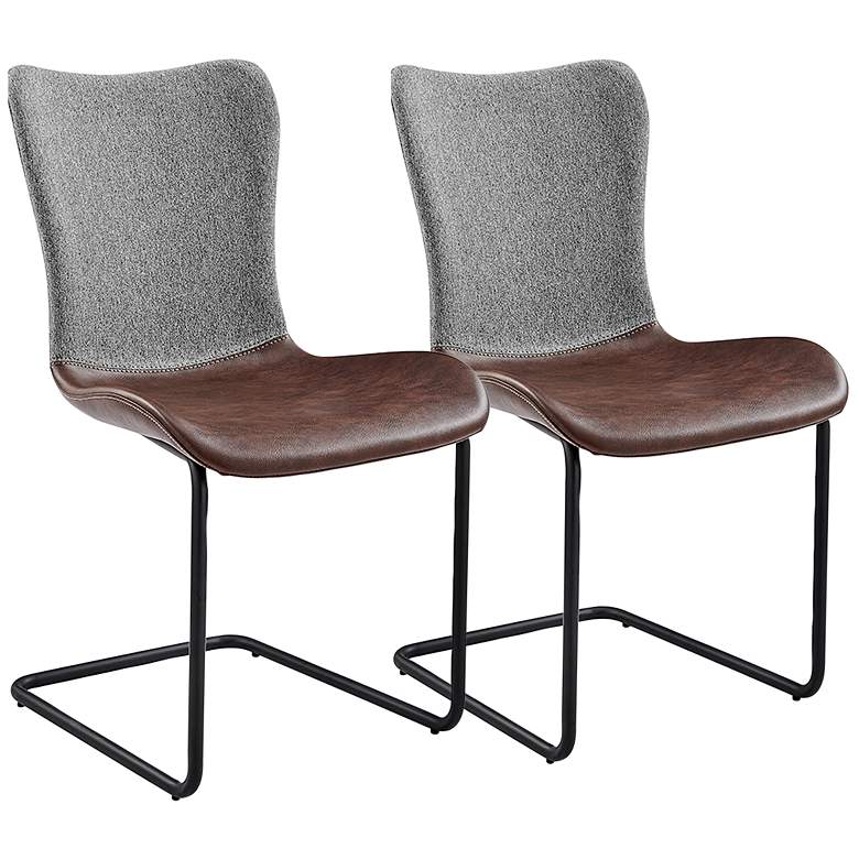 Image 2 Juni Light Brown Leatherette Side Chairs Set of 2