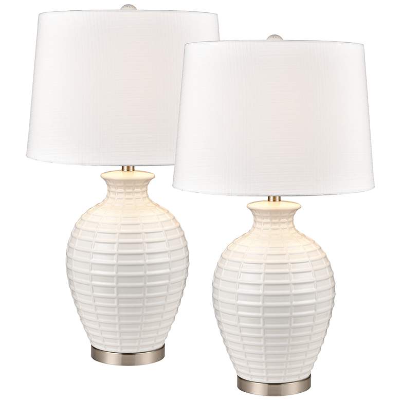 Image 1 Junia 28 inch High 1-Light Table Lamp - Set of 2 White