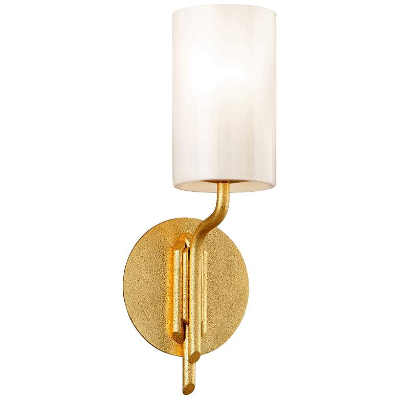Image 1 Juniper 15 inch High Textured Gold Leaf Wall Sconce