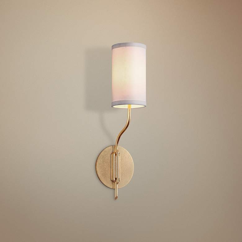 Image 1 Juniper 21" High Textured Gold Leaf Wall Sconce