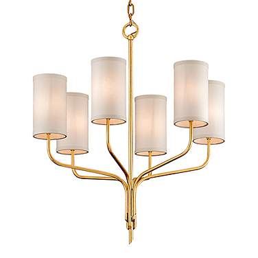 Juniper 25 1/2" Wide Textured Gold Leaf 6-Light Chandelier